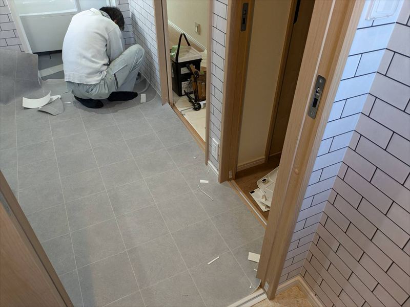 新設するクッションフロアの端末カット