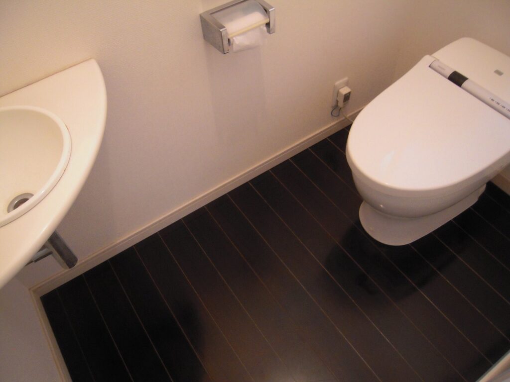 シックな雰囲気のトイレのフローリング