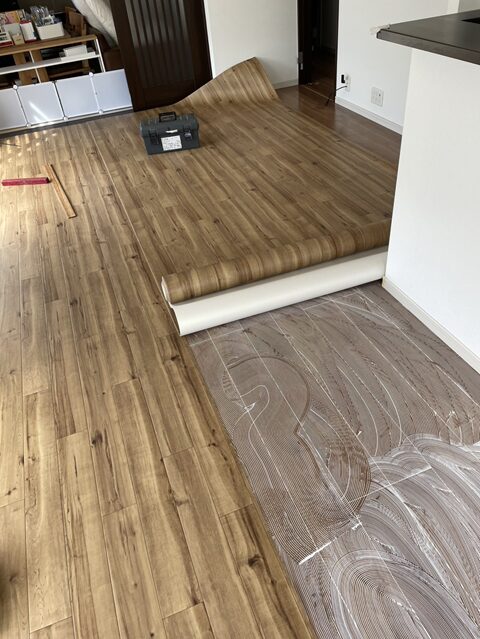 ペット向けクッションフロアの施工